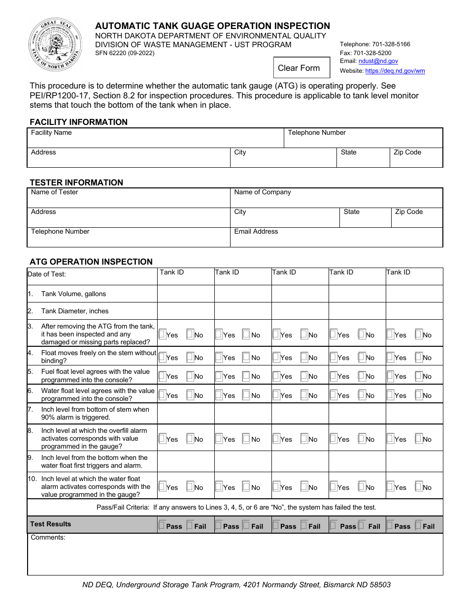 Form SFN62220 - Fill Out, Sign Online and Download Fillable PDF, North ...