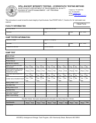 Document preview: Form SFN62224 Spill Bucket Integrity Testing - Hydrostatic Testing Method - North Dakota