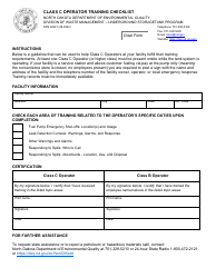 Document preview: Form SFN62221 Class C Operator Training Checklist - North Dakota
