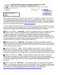 Form SFN59146 Certification of Biofuels Blender Pump Installation - North Dakota