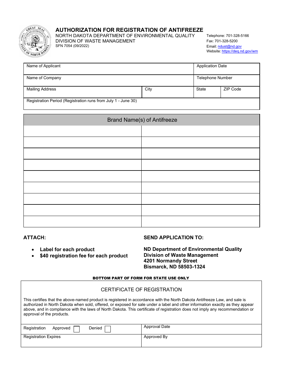 Form SFN7054 Download Printable PDF or Fill Online Authorization for