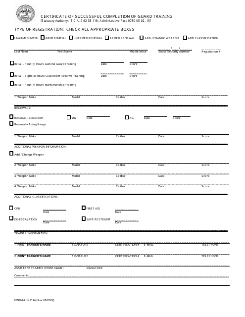 Form IN-1144  Printable Pdf