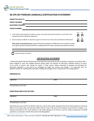 Document preview: 40 Cfr 437 Periodic (Annual) Certification Statement - City of San Jose, California