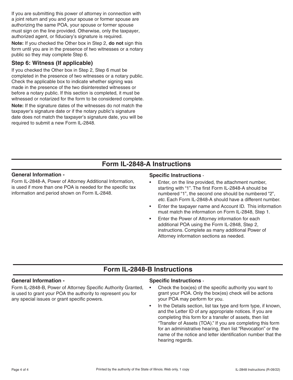 Instructions for Form IL-2848, IL-2848-A, IL-2848-B - Illinois, Page 4