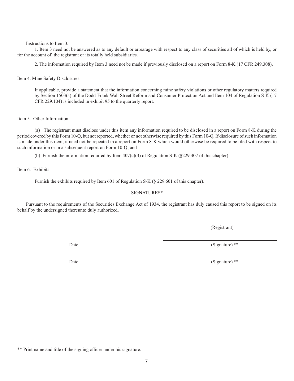 Form 10-Q (SEC Form 1296) General Form for Quarterly Reports Under Section 13 or 15(D), Page 7