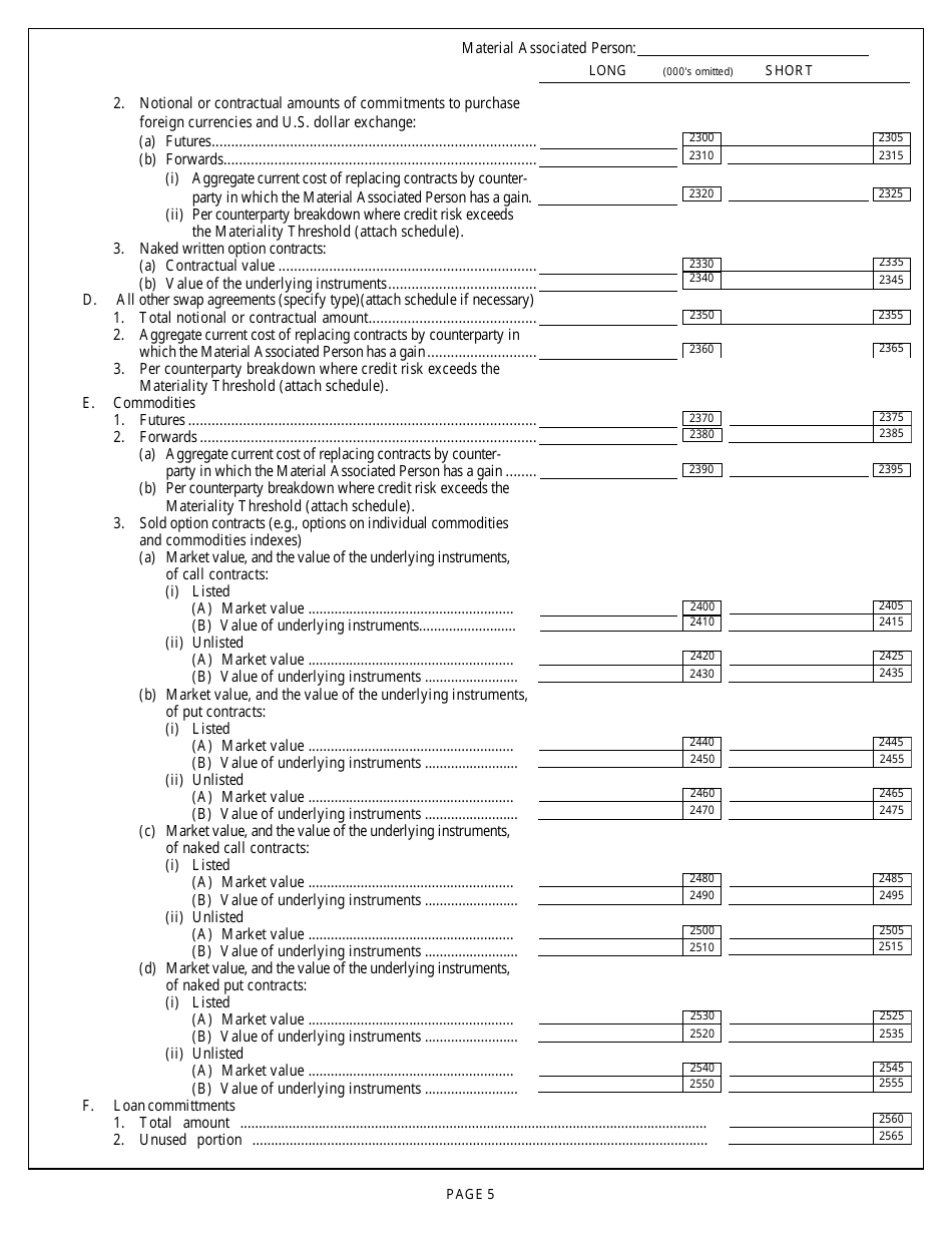 Form 17-H (SEC Form 2332) Risk Assessment Report for Brokers and Dealers, Page 5