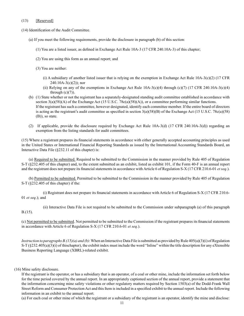 Form 40-F (SEC Form 2285) Registration Statement Pursuant to Section 12 or Annual Report Pursuant to Section 13(A) or 15(D), Page 11