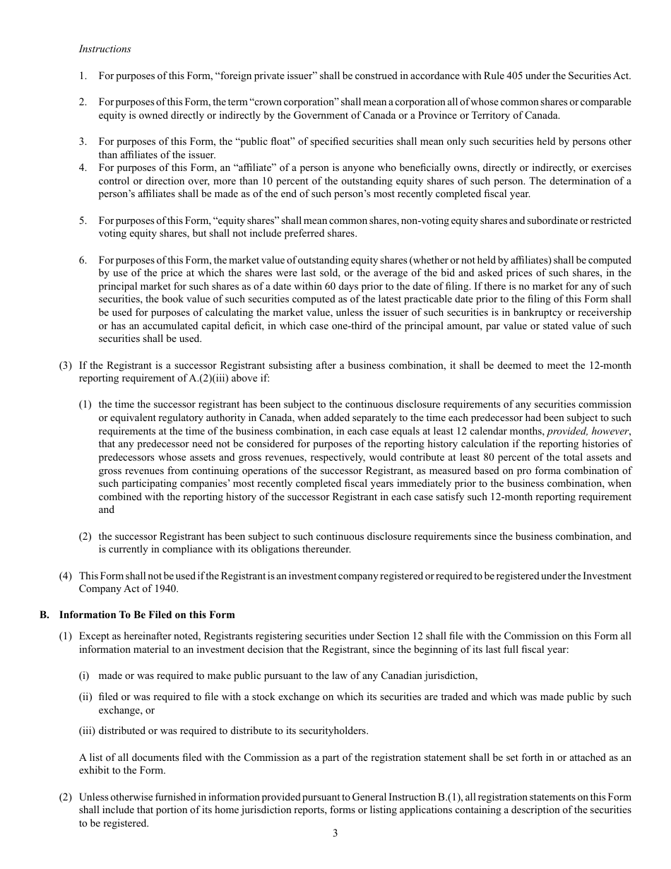 Form 40-F (SEC Form 2285) Registration Statement Pursuant to Section 12 or Annual Report Pursuant to Section 13(A) or 15(D), Page 3