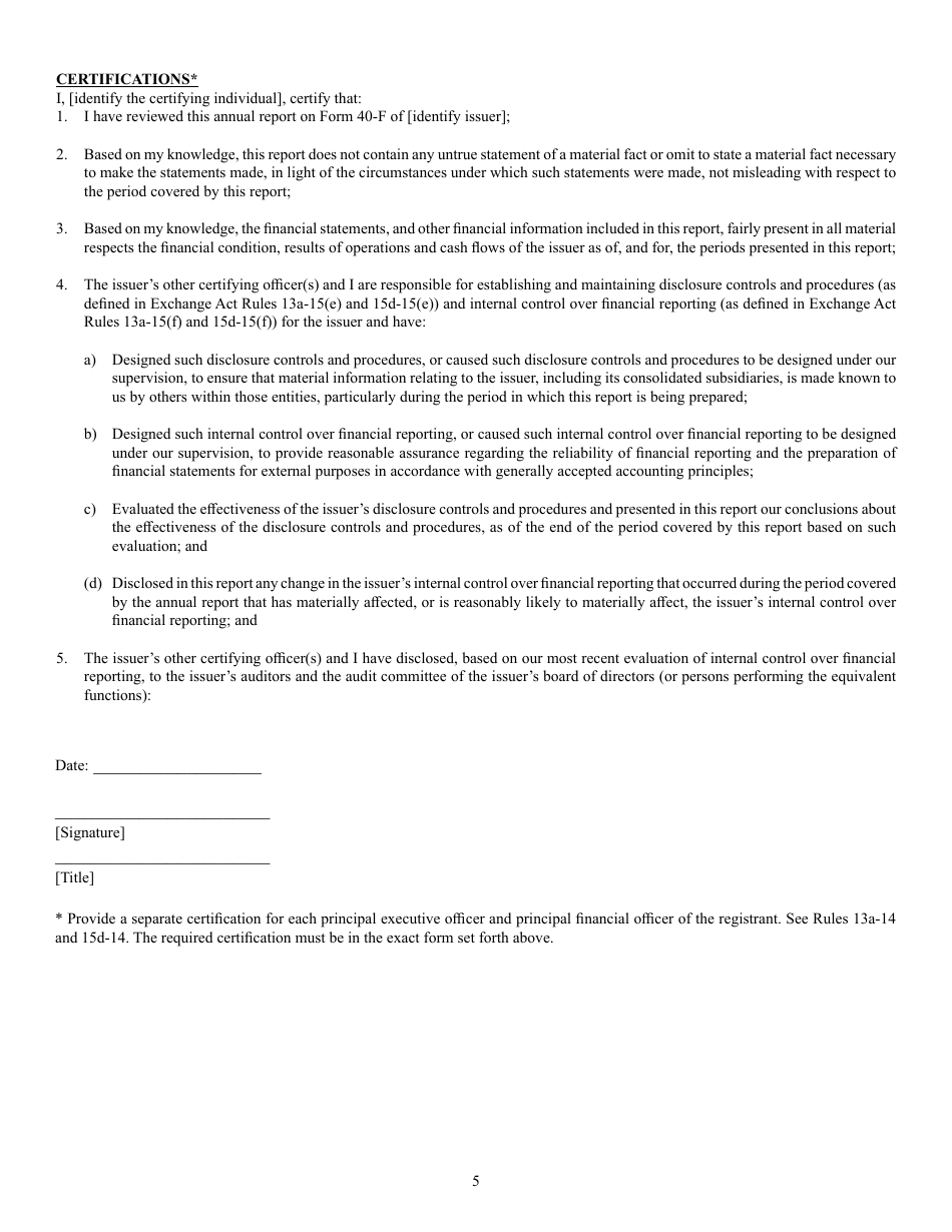 Form 40-F (SEC Form 2285) Registration Statement Pursuant to Section 12 or Annual Report Pursuant to Section 13(A) or 15(D), Page 5