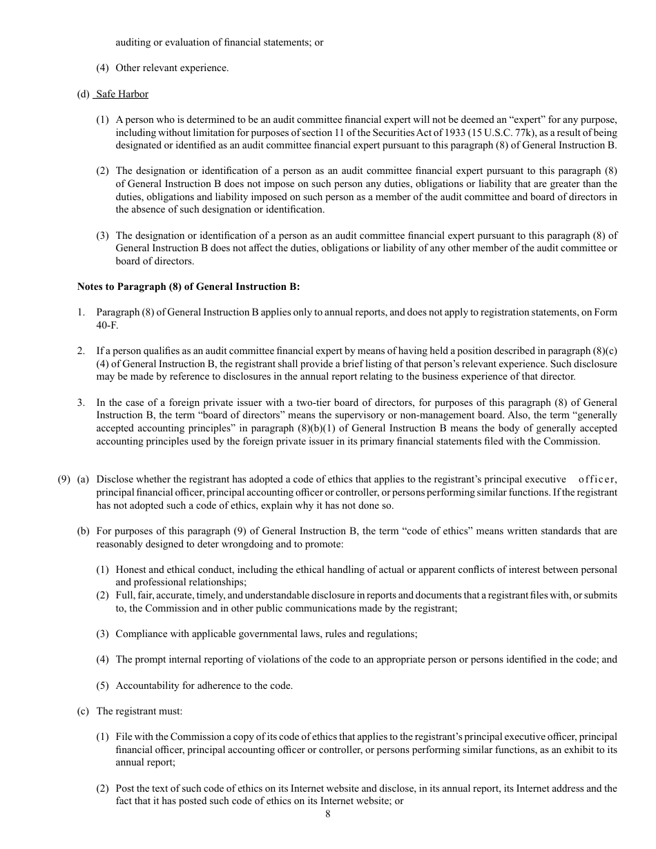 Form 40-F (SEC Form 2285) Registration Statement Pursuant to Section 12 or Annual Report Pursuant to Section 13(A) or 15(D), Page 8