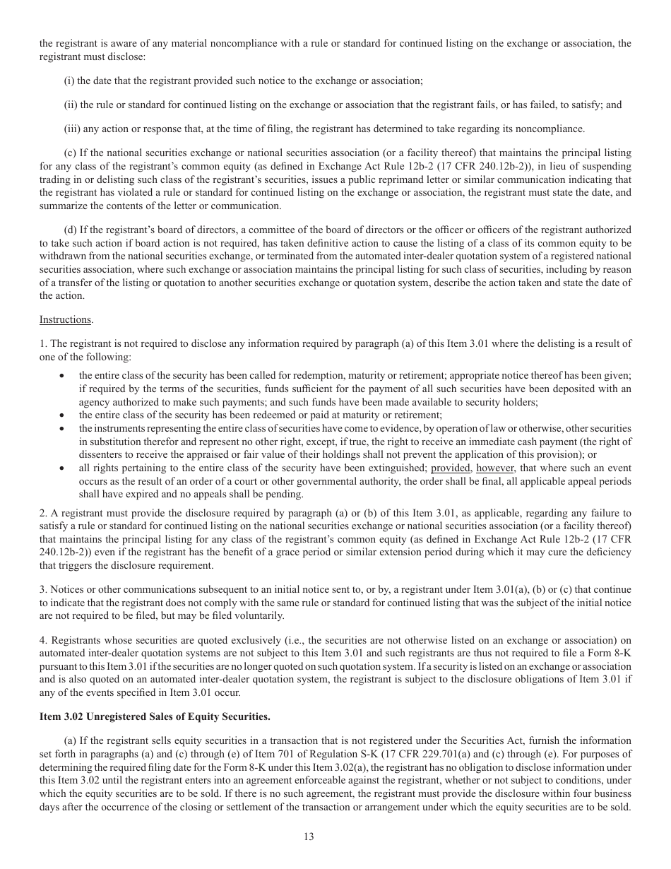 SEC Form 873 (8-K) Current Report Pursuant to Section 13 or 15(D) of the Securities Exchange Act of 1934, Page 13