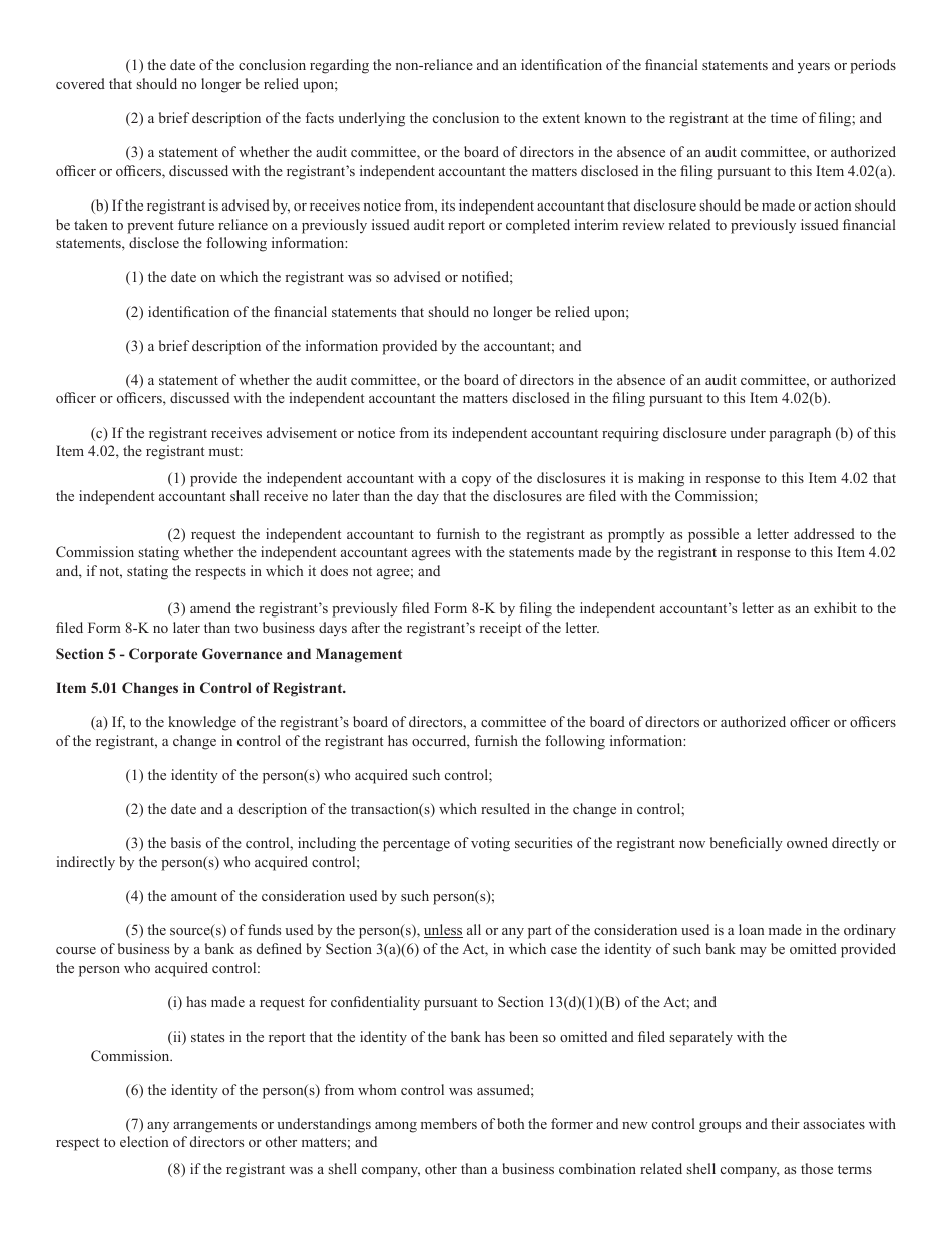 SEC Form 873 (8-K) Current Report Pursuant to Section 13 or 15(D) of the Securities Exchange Act of 1934, Page 15