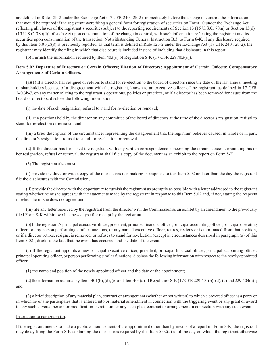 SEC Form 873 (8-K) Current Report Pursuant to Section 13 or 15(D) of the Securities Exchange Act of 1934, Page 16