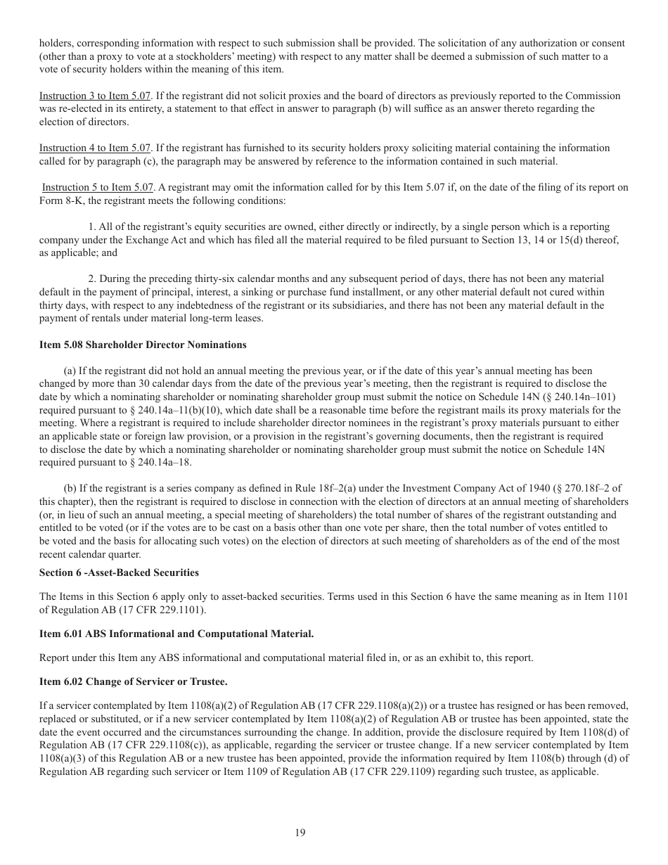 SEC Form 873 (8-K) Current Report Pursuant to Section 13 or 15(D) of the Securities Exchange Act of 1934, Page 20