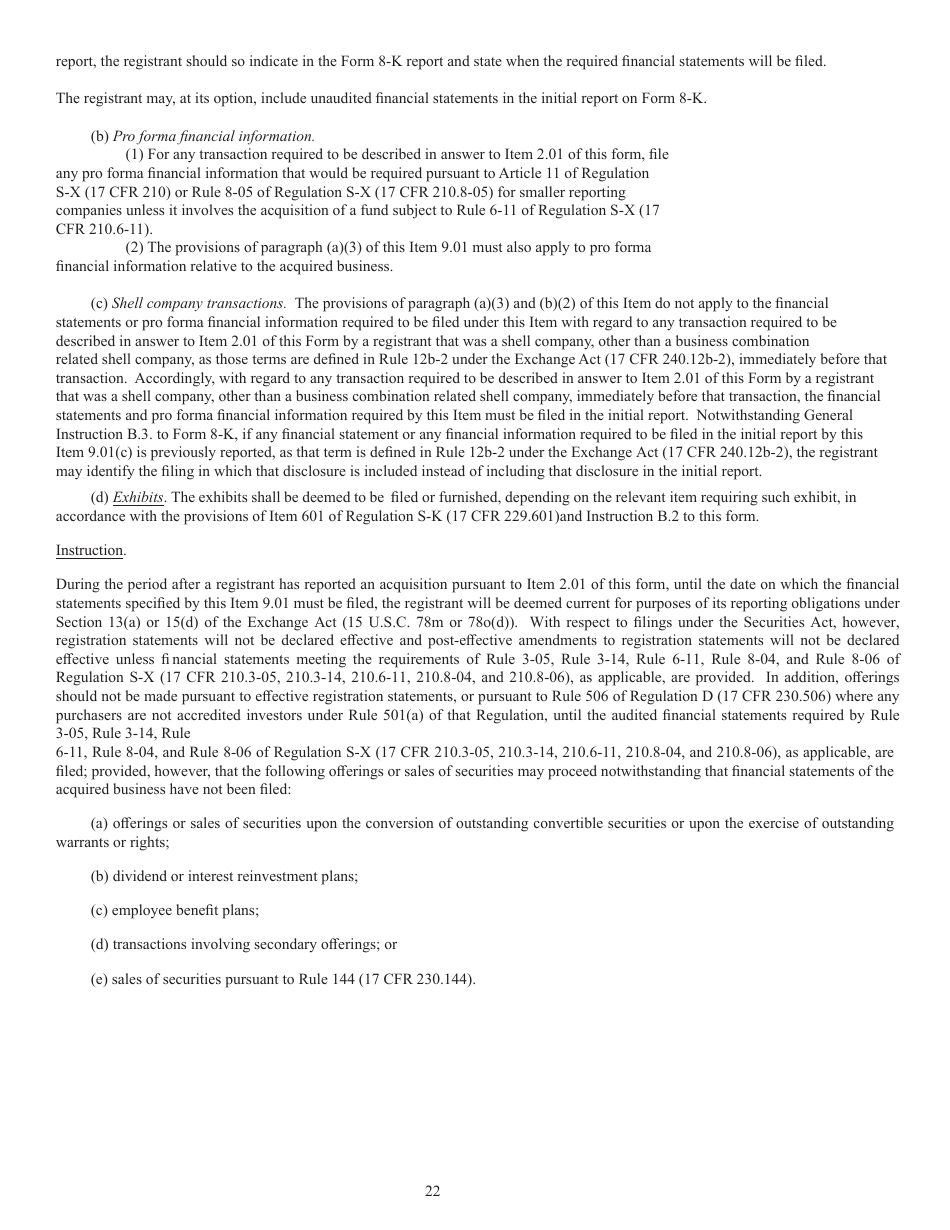 SEC Form 873 (8-K) Current Report Pursuant to Section 13 or 15(D) of the Securities Exchange Act of 1934, Page 23
