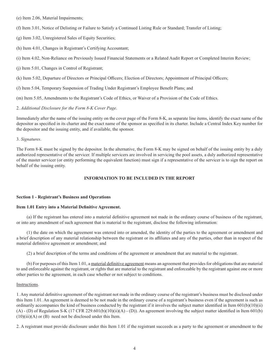 SEC Form 873 (8-K) Current Report Pursuant to Section 13 or 15(D) of the Securities Exchange Act of 1934, Page 4