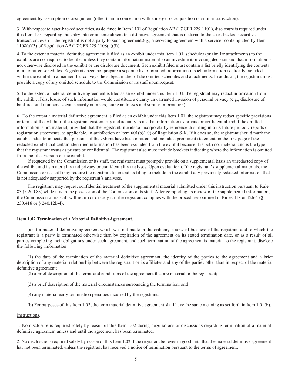 SEC Form 873 (8-K) Current Report Pursuant to Section 13 or 15(D) of the Securities Exchange Act of 1934, Page 5
