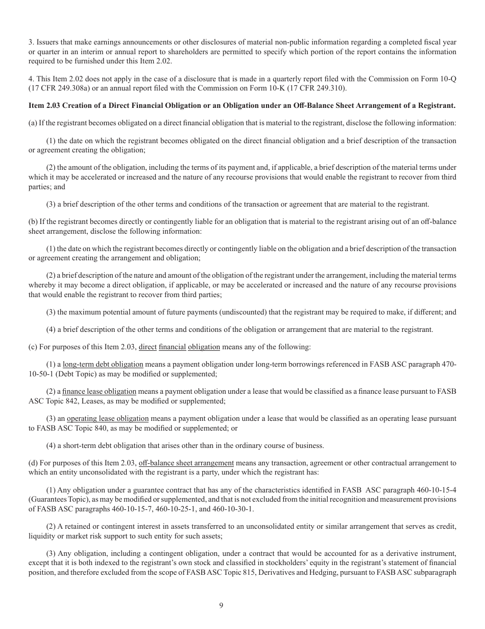 SEC Form 873 (8-K) Current Report Pursuant to Section 13 or 15(D) of the Securities Exchange Act of 1934, Page 9