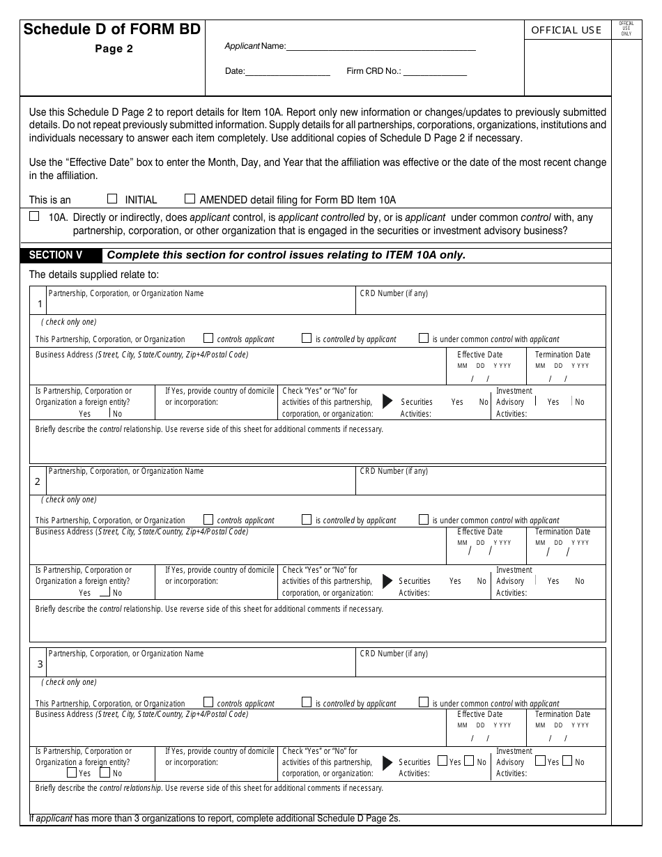 Form BD (SEC Form 1490) Uniform Application for Broker-Dealer Registration, Page 14