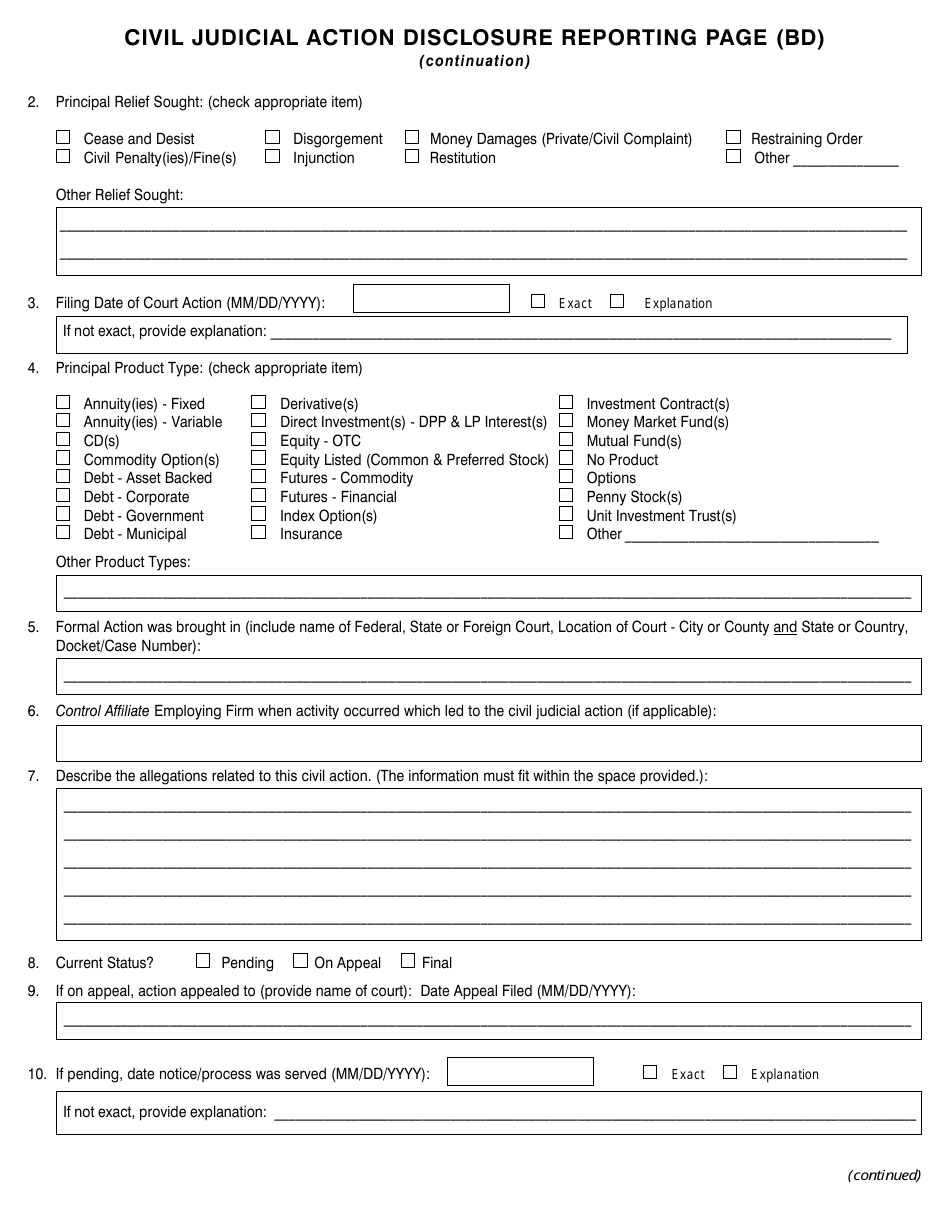 Form BD (SEC Form 1490) Uniform Application for Broker-Dealer Registration, Page 23