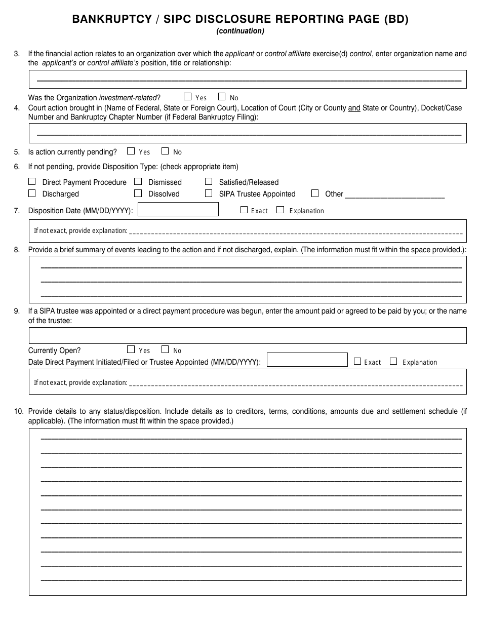 Form BD (SEC Form 1490) Uniform Application for Broker-Dealer Registration, Page 26