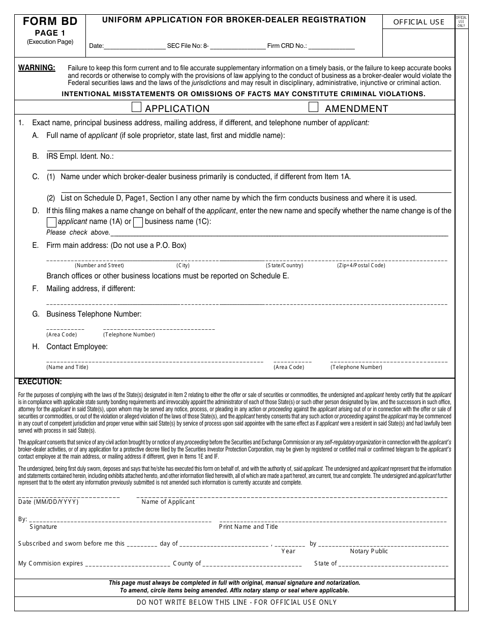 Form BD (SEC Form 1490) Uniform Application for Broker-Dealer Registration, Page 5