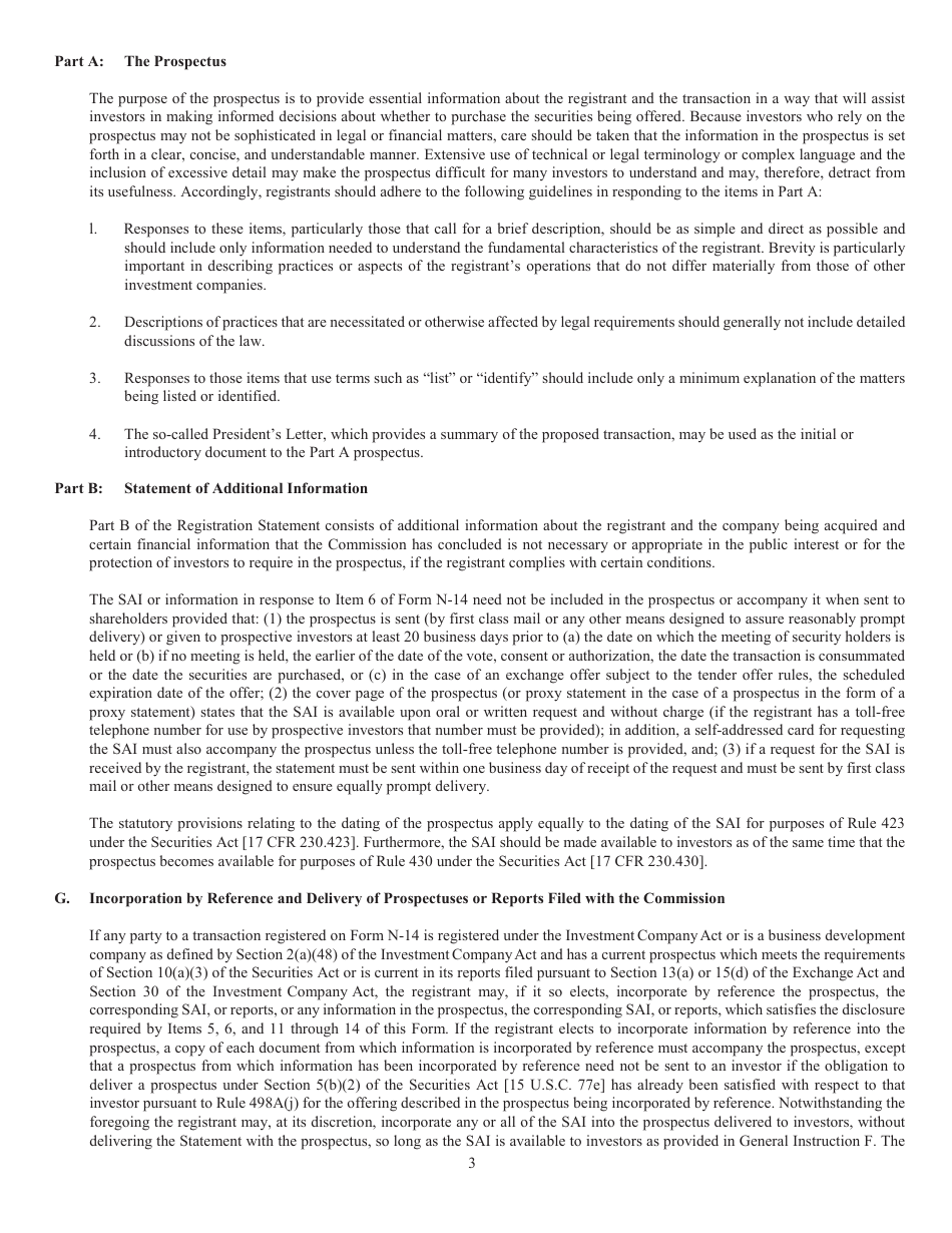 Form N-14 (SEC Form 2106) Registration Statement Under the Securities Act of 1933, Page 5