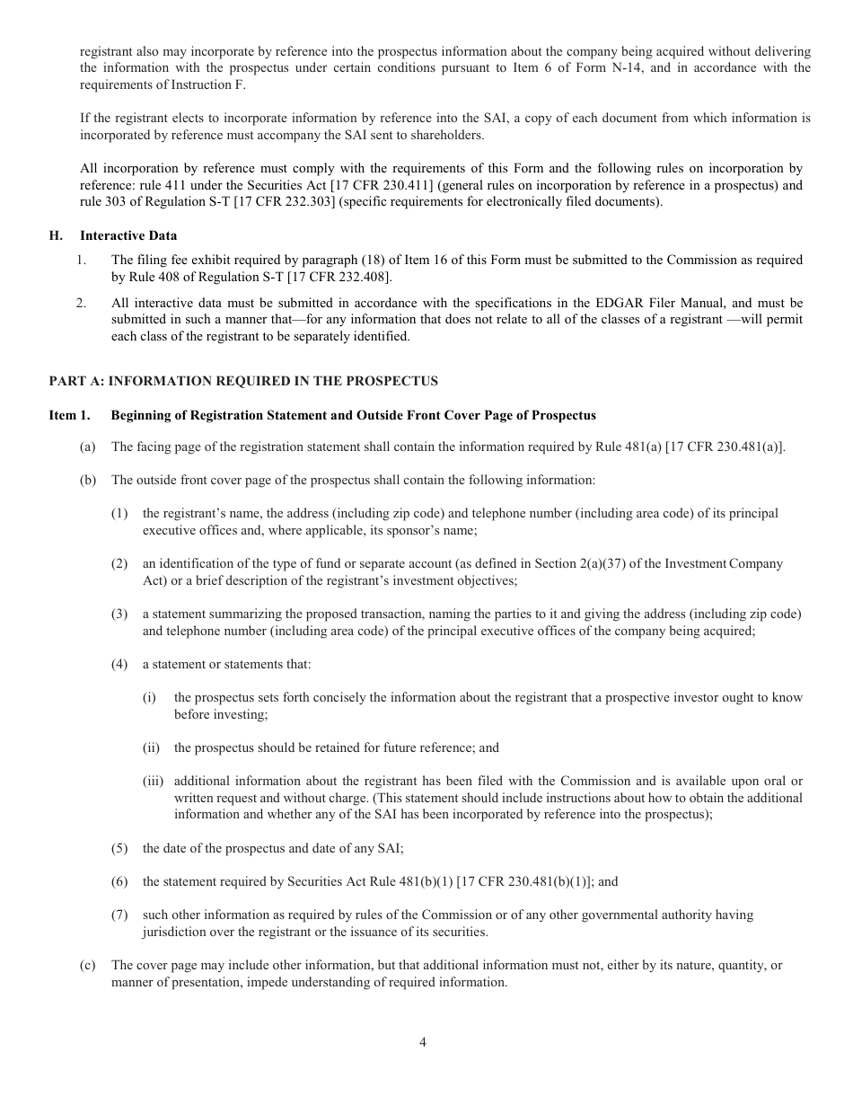 Form N-14 (SEC Form 2106) Registration Statement Under the Securities Act of 1933, Page 6