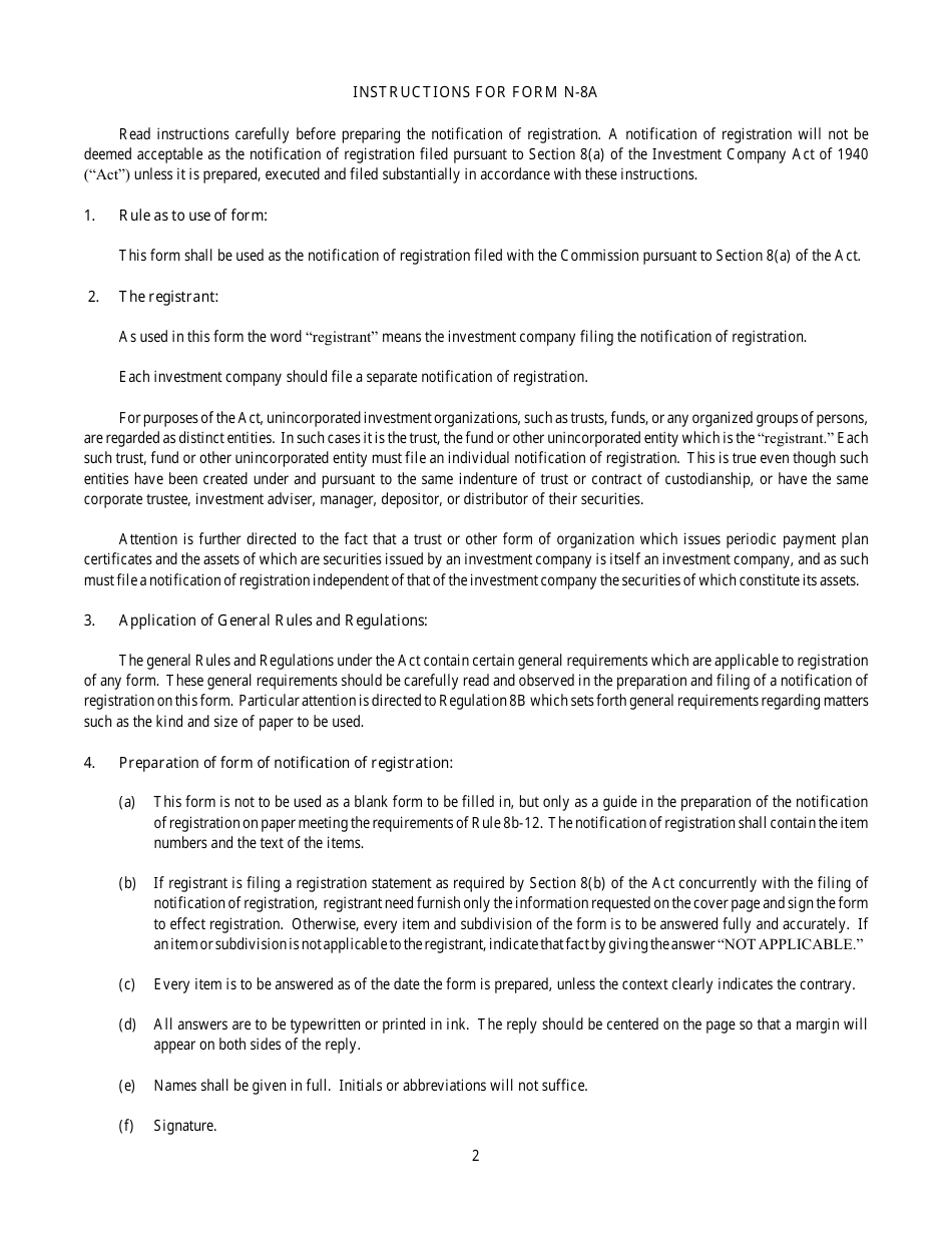 Form N-8A (SEC Form N-1102) Notification of Registration Filed Pursuant to Section 8(A) of the Investment Company Act of 1940, Page 2