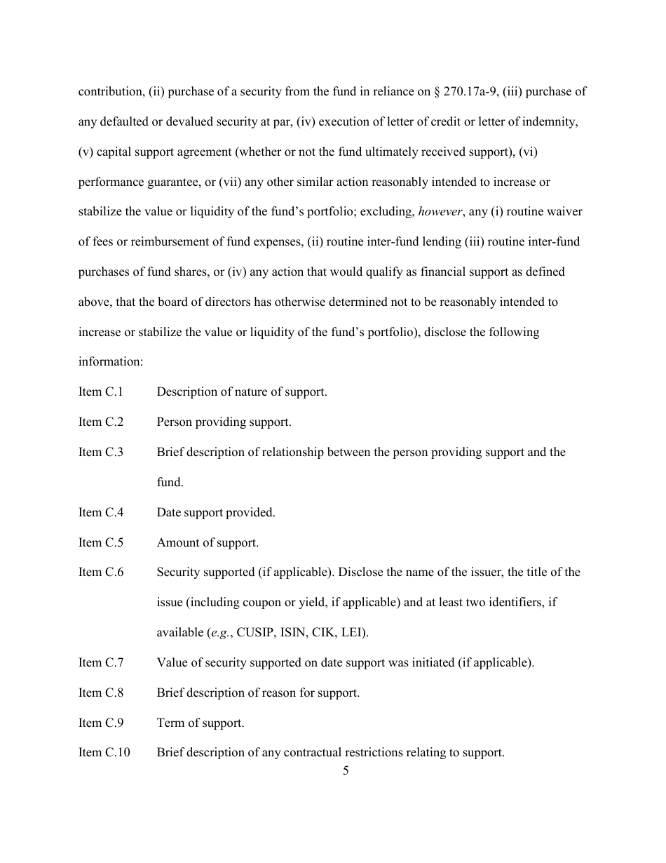 Form N-CR (SEC Form 2918) Current Report - Money Market Fund Material Events, Page 5
