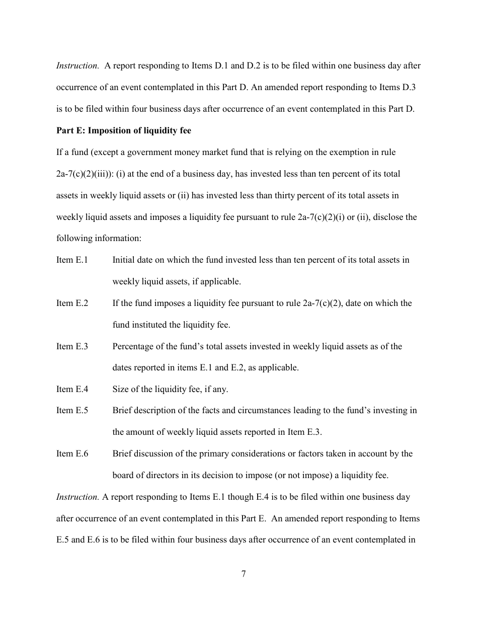 Form N-CR (SEC Form 2918) Current Report - Money Market Fund Material Events, Page 7