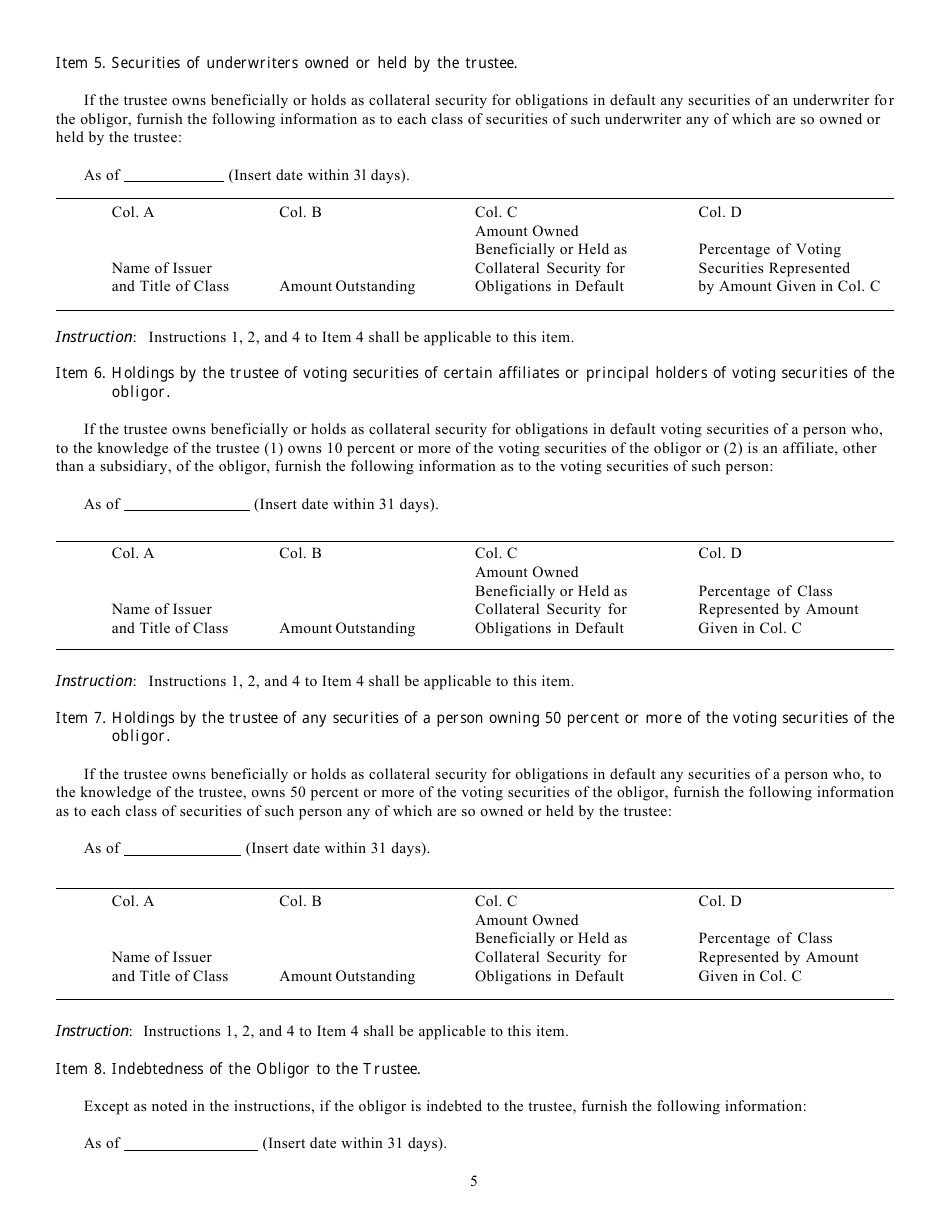 Form T-2 (SEC Form 1849) Statement of Eligibility Under the Trust Indenture Act of 1939 of an Individual Designated to Act as Trustee, Page 5