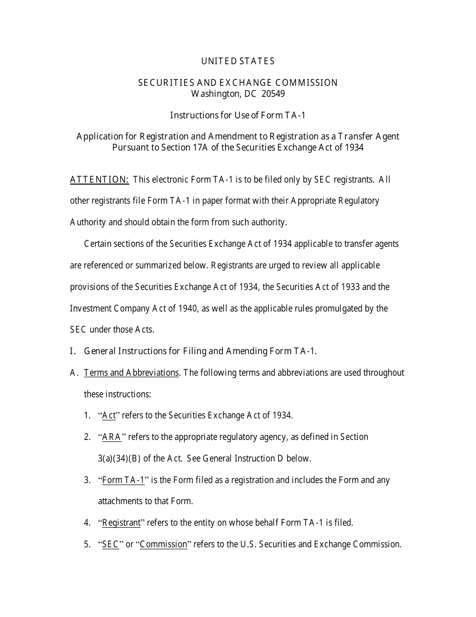 Form TA-1 (SEC Form 1528) Uniform Form for Registration as a Transfer Agent and for Amendment to Registration Pursuant to Section 17a of the Securities Exchange Act of 1934, Page 16