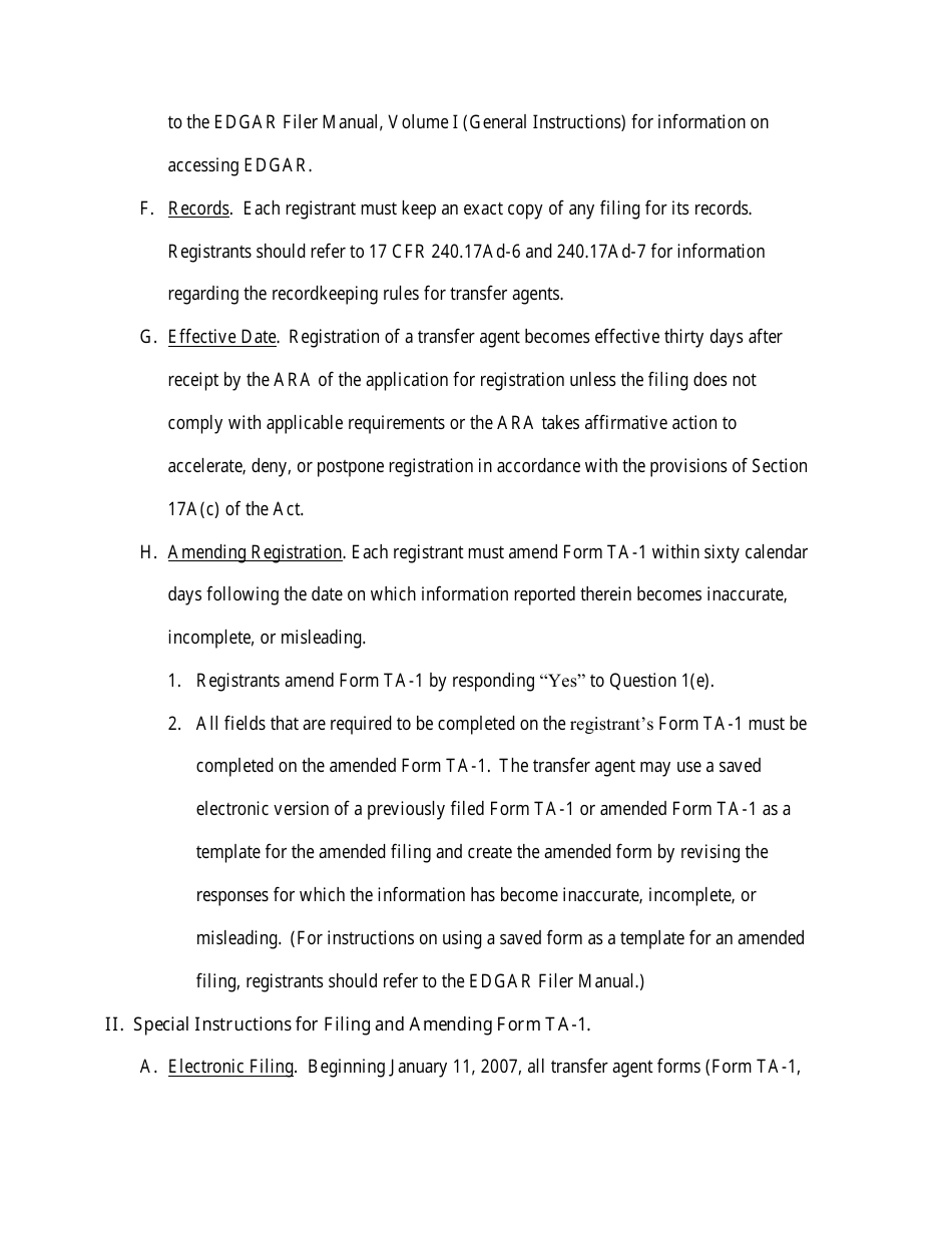 Form TA-1 (SEC Form 1528) Uniform Form for Registration as a Transfer Agent and for Amendment to Registration Pursuant to Section 17a of the Securities Exchange Act of 1934, Page 19
