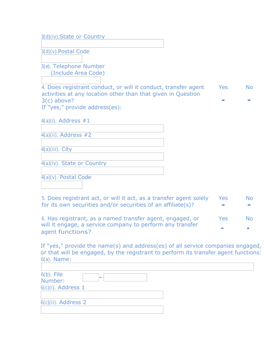 Form TA-1 (SEC Form 1528) Uniform Form for Registration as a Transfer Agent and for Amendment to Registration Pursuant to Section 17a of the Securities Exchange Act of 1934, Page 3