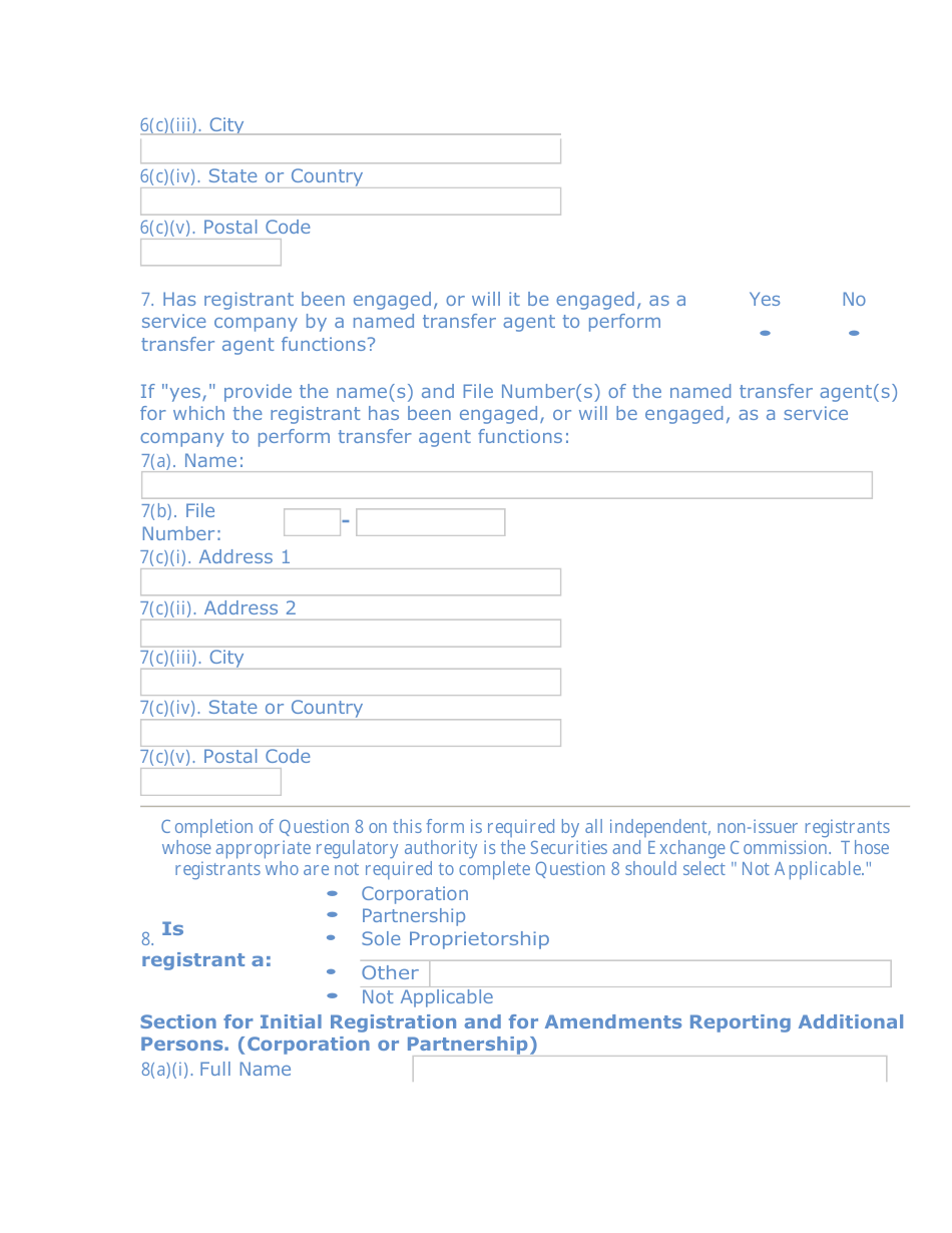 Form TA-1 (SEC Form 1528) Uniform Form for Registration as a Transfer Agent and for Amendment to Registration Pursuant to Section 17a of the Securities Exchange Act of 1934, Page 4
