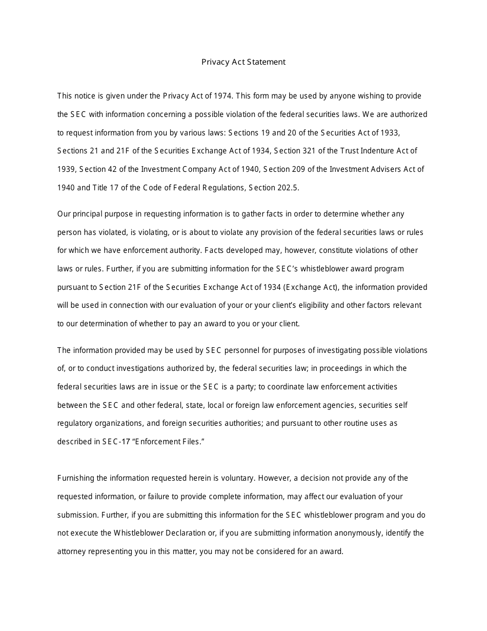 Form TCR (SEC Form 2850) Tip, Complaint or Referral, Page 7