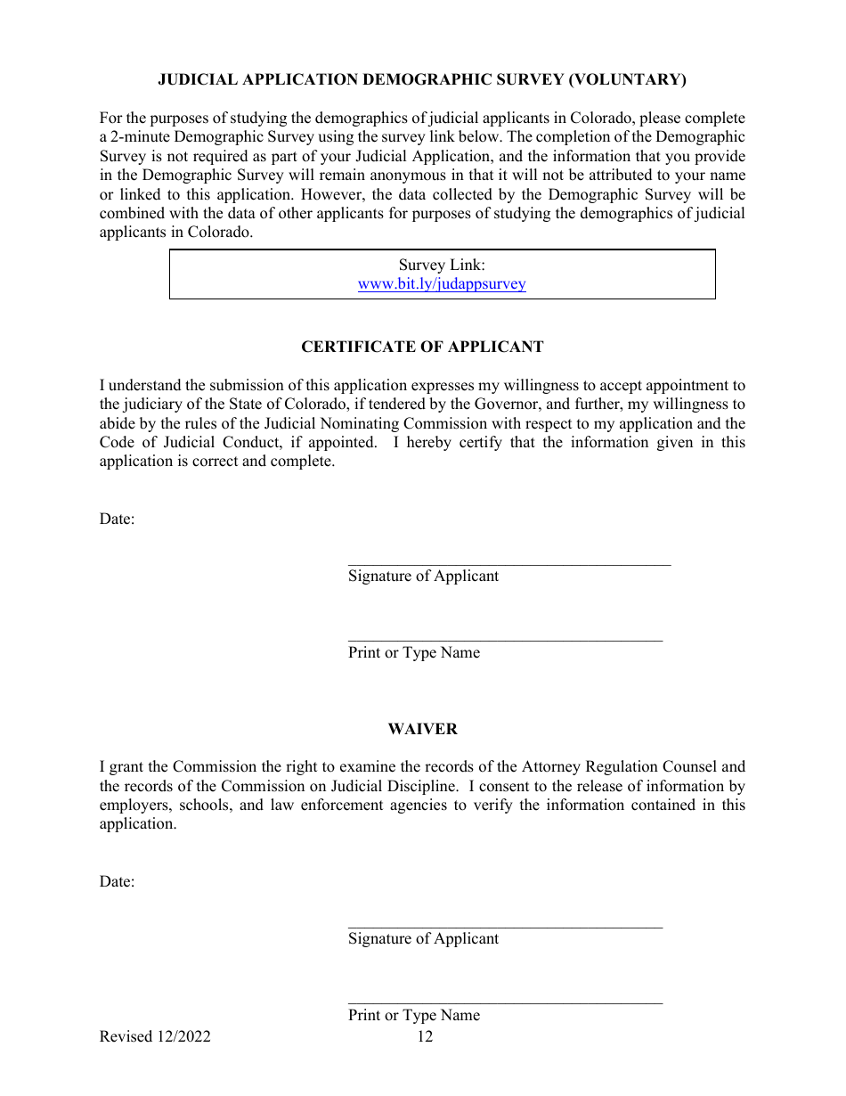 Application for Colorado State Court Judgeship - Colorado, Page 12