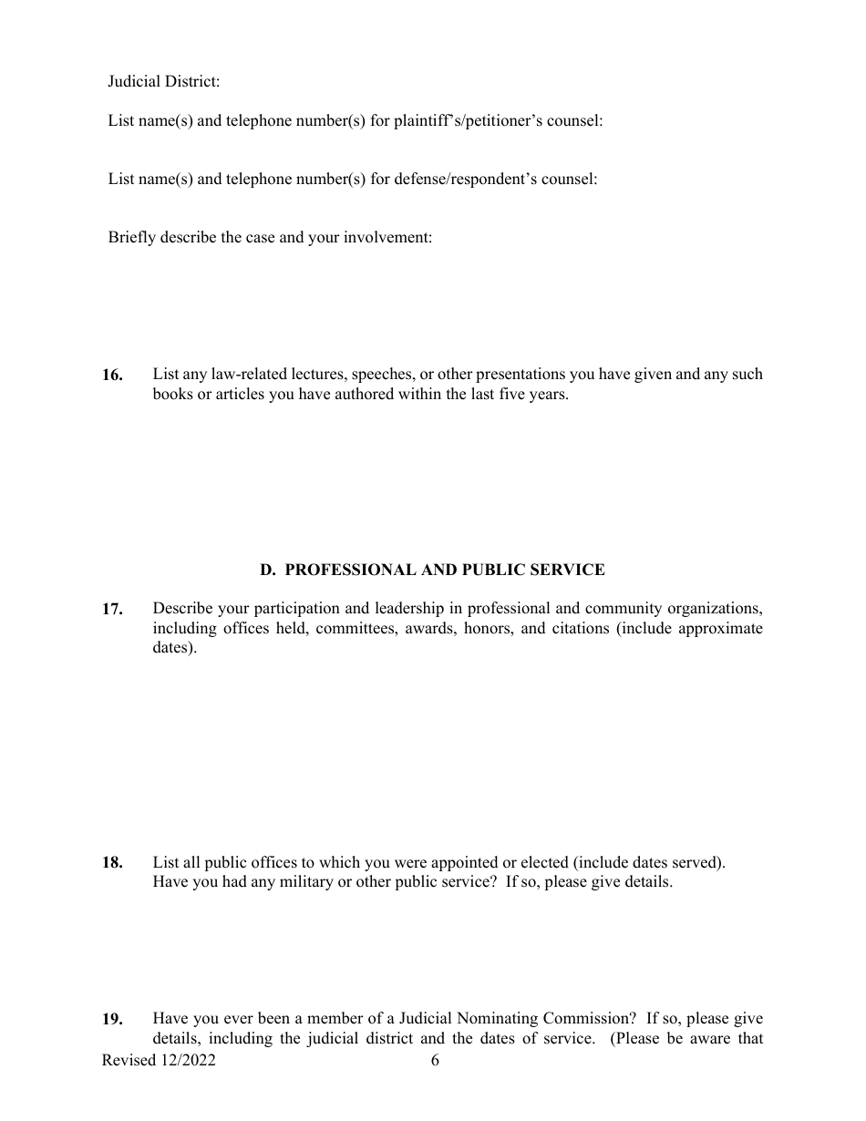 Application for Colorado State Court Judgeship - Colorado, Page 6