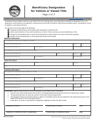Form MV13 Beneficiary Designation for Vehicle or Vessel Title - Montana, Page 2