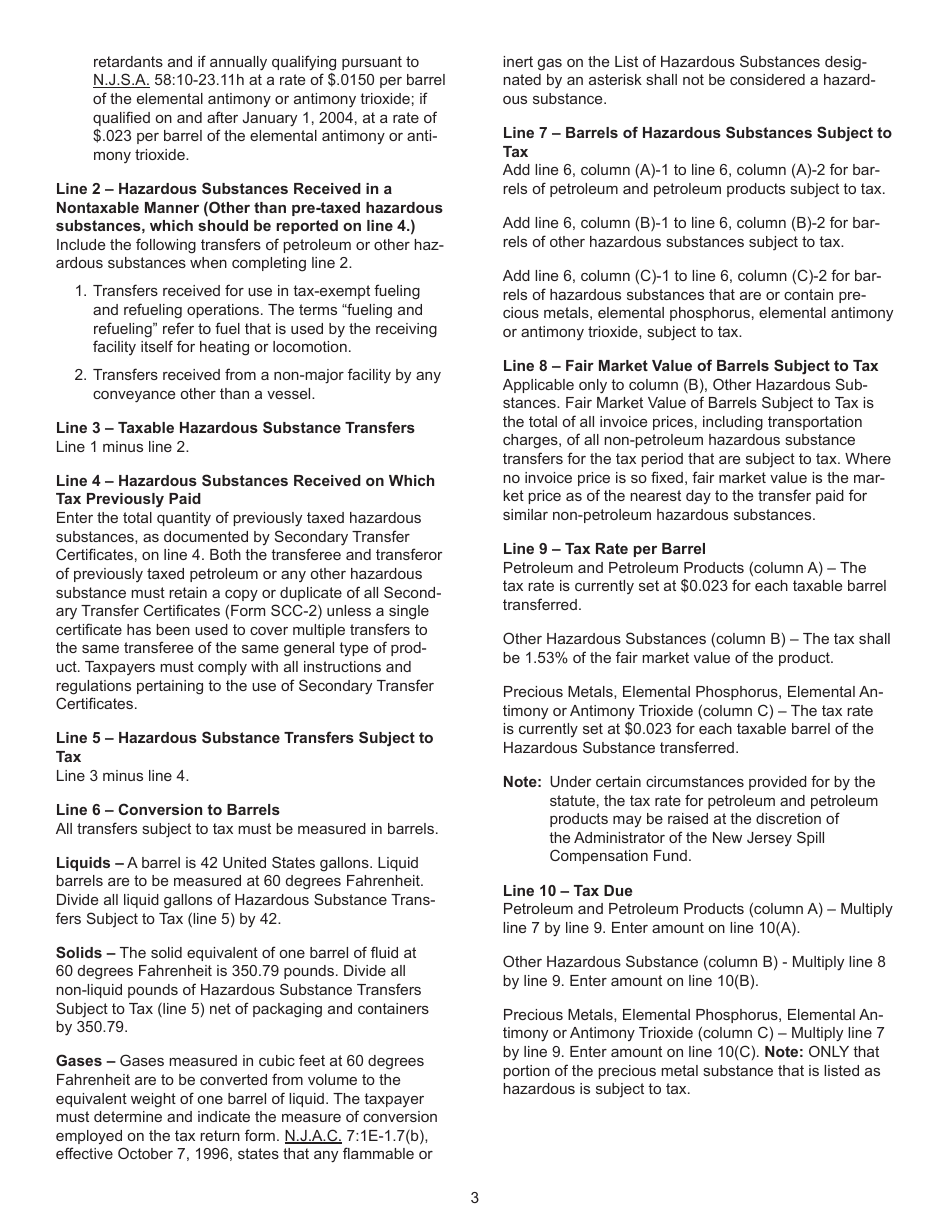Form SCC-5 Spill Compensation and Control Tax - New Jersey, Page 4