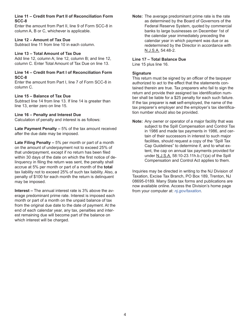Form SCC-5 Spill Compensation and Control Tax - New Jersey, Page 5