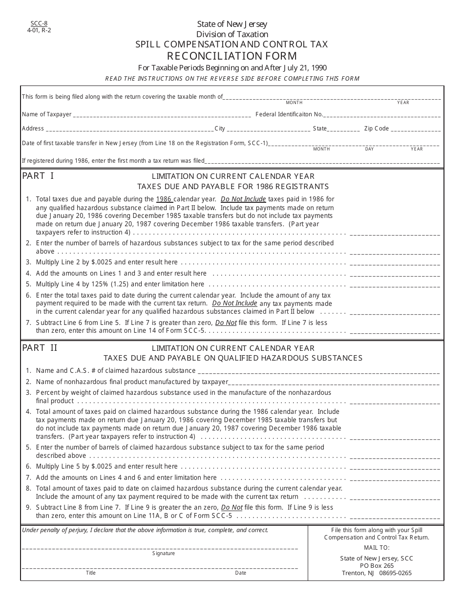 Form Scc 8 Fill Out Sign Online And Download Fillable Pdf New Jersey Templateroller 7009