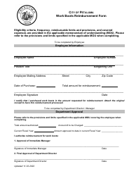 Document preview: Work Boots Reimbursement Form - City of Petaluma, California