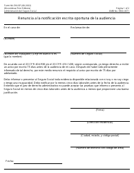 Document preview: Formulario HA-510-SP Renuncia a La Notificacion Escrita Oportuna De La Audiencia (Spanish)