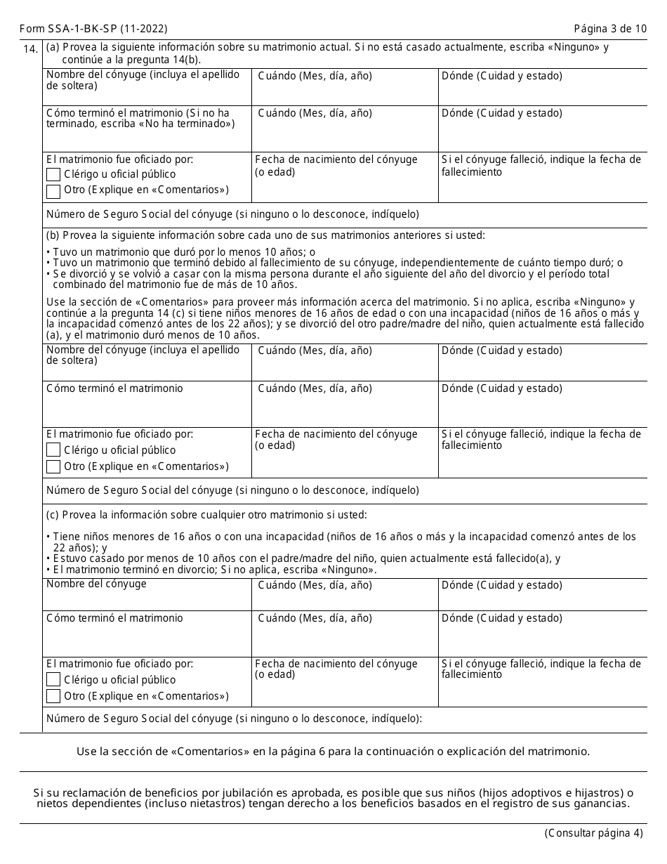 Formulario SSA-1-BK-SP Solicitud Para Beneficios De Seguro Por Jubliacion (Spanish), Page 3
