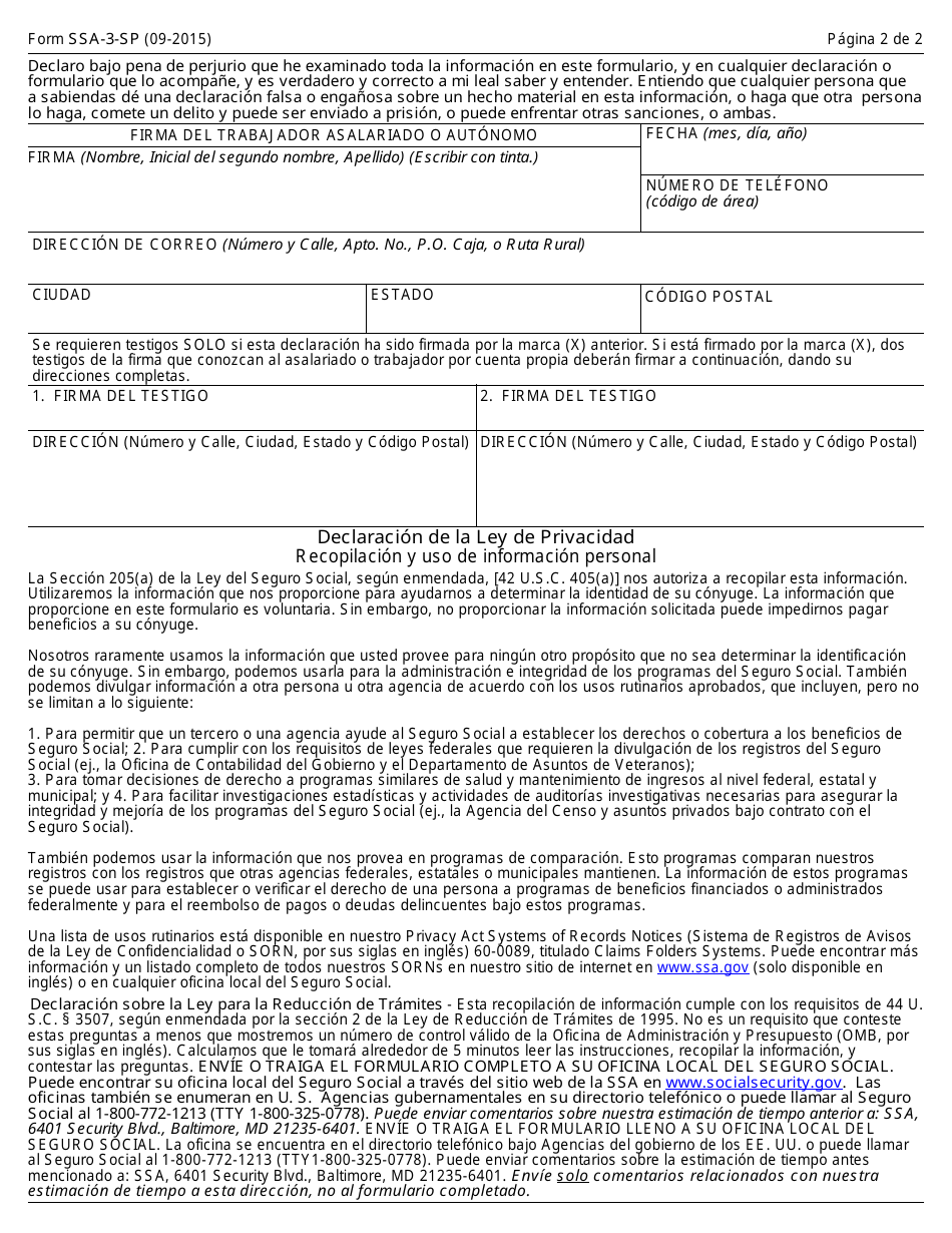 Formulario Ssa 3 Sp Fill Out Sign Online And Download Printable Pdf Spanish Templateroller 3623