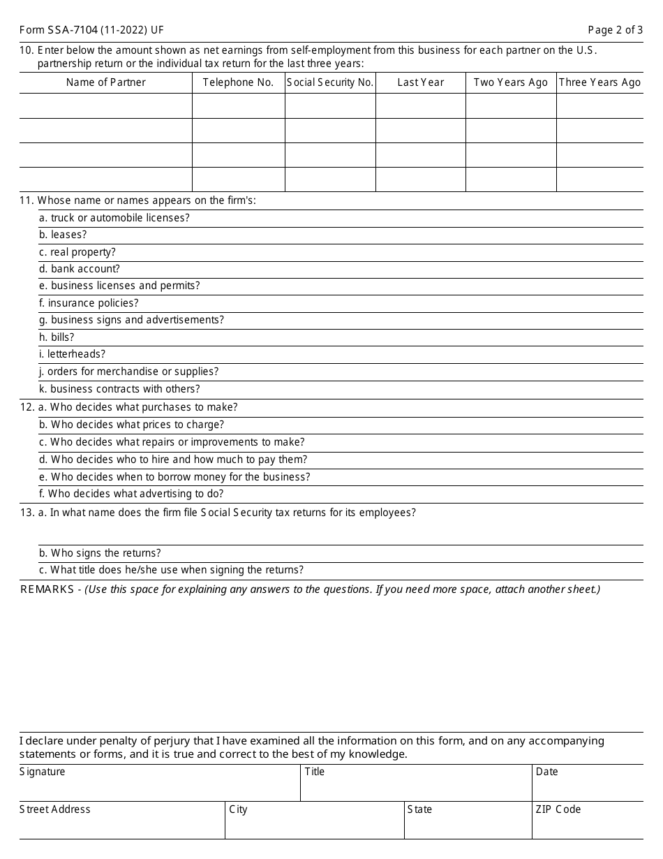 Form SSA-7104 - Fill Out, Sign Online and Download Fillable PDF ...