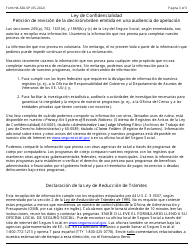 Formulario HA-520-SP Peticion De Revision De La Decision/Orden Emitida En Una Audiencia De Apelacion (Spanish), Page 3