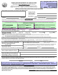 Document preview: Form MDA E-34B Application for Livestock Sales License - Maryland